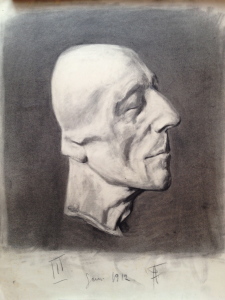 Fritz Ascher_Death Mask Friedrich the Great_1912_Graphite on paper_19.5 x 15.4 in._49.6 x 39.2 cm_Signed on lower border in graphite_III Jan 1912 FA_Private collection