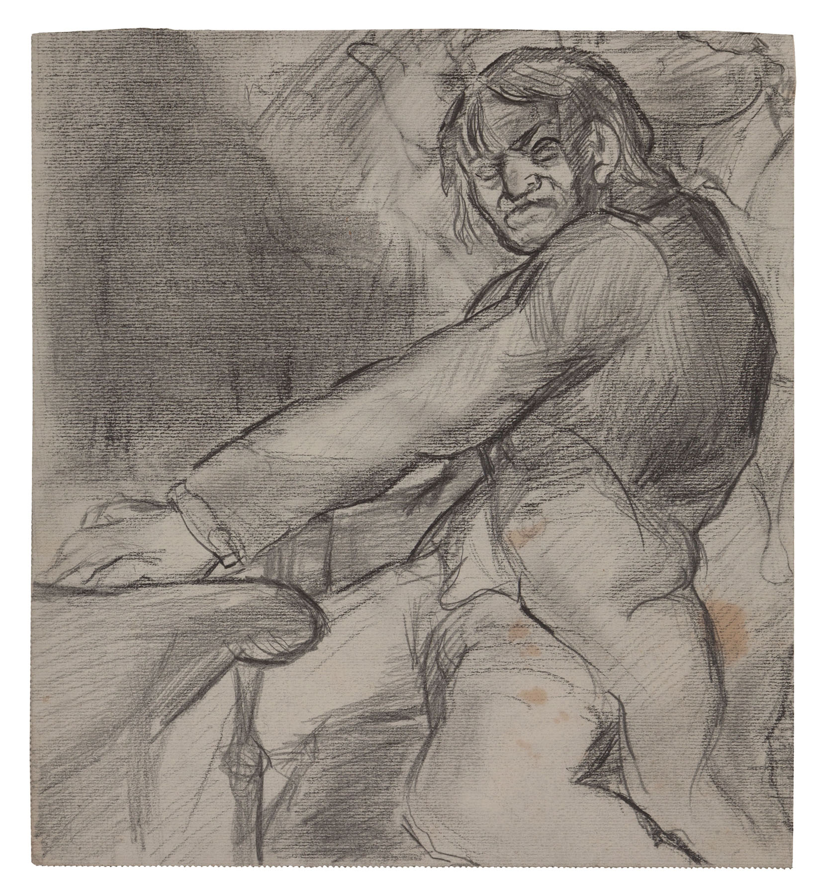 Fritz Ascher, Beethoven, c. 1920. Graphite on paper, 10 x 9 in. (25.3 x 23 cm). Private collection. Photo Malcolm Varon ©Bianca Stock