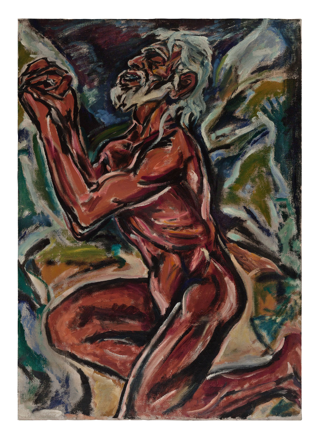 Fritz Ascher, Kneeling Male Nude, c. 1914. Oil on canvas, 47 x 33.5 in. (120 x 85 cm). Private collection. Photo Malcolm Varon ©Bianca Stock
