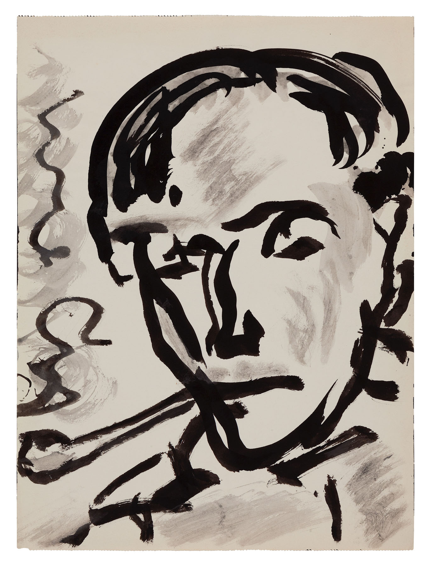 Portrait Max Pechstein, c. 1953. Black ink on paper, 15.7 x 11.6 in. (40 x 29.5 cm). Private collection. Photo Malcolm Varon ©Bianca Stock