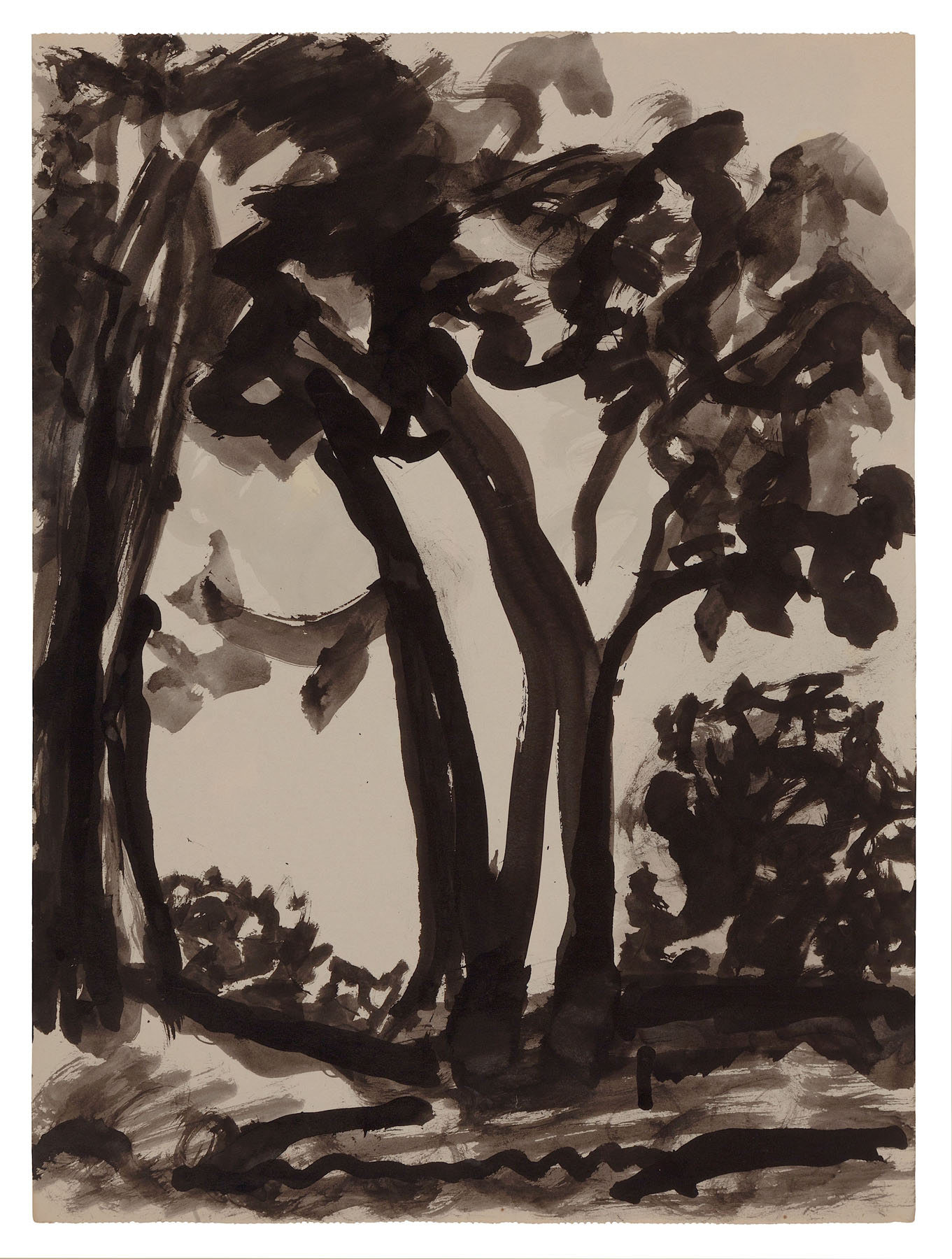Trees, c. 1960. Black ink on paper, 15.7 x 11.6 in. (40 x 29.5 cm). Private collection. Photo Malcolm Varon ©Bianca Stock