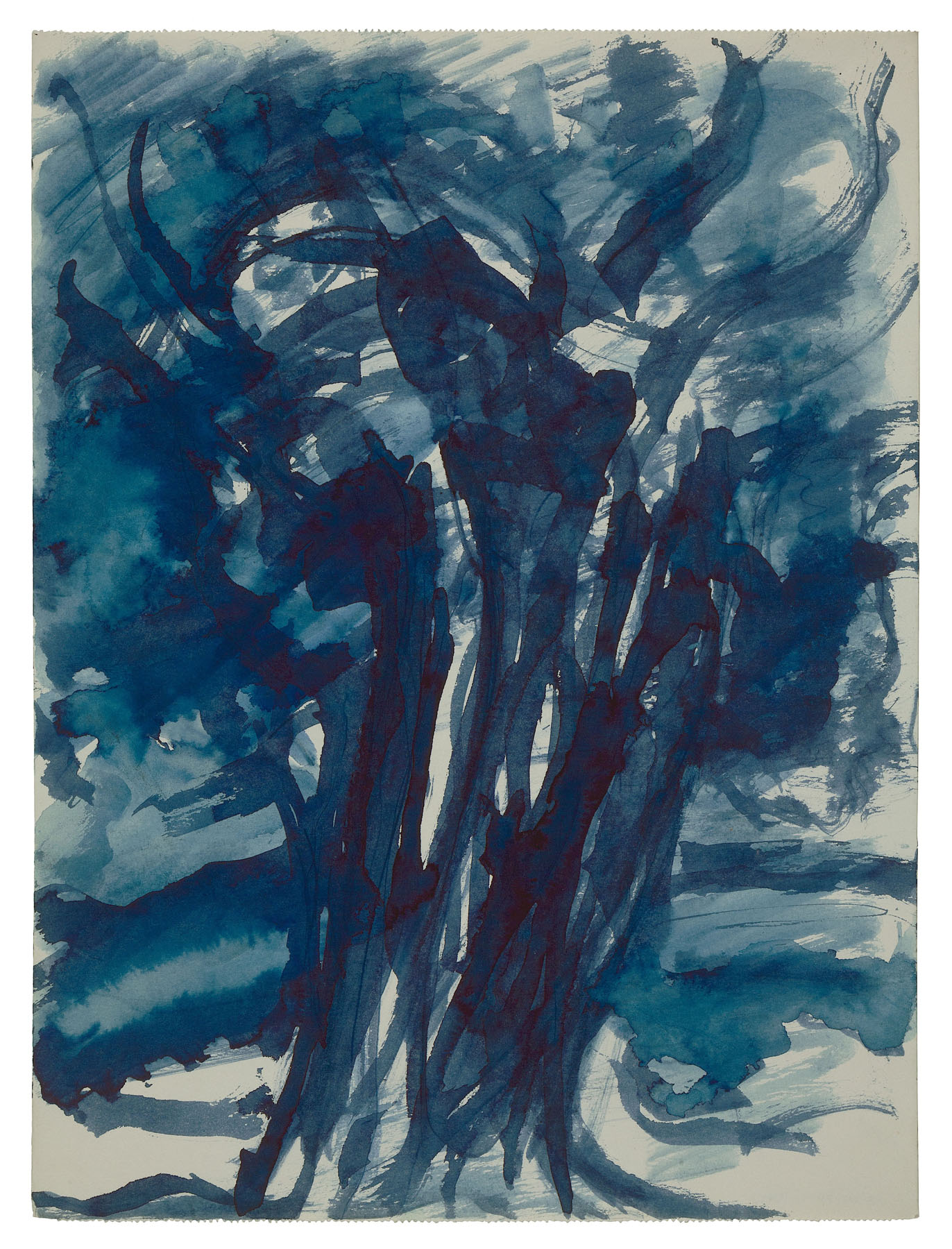 Tree, c. 1960. Blue watercolour on paper, 15.7 x 11.6 in. (40 x 29.5 cm). Private collection. Photo Malcolm Varon ©Bianca Stock